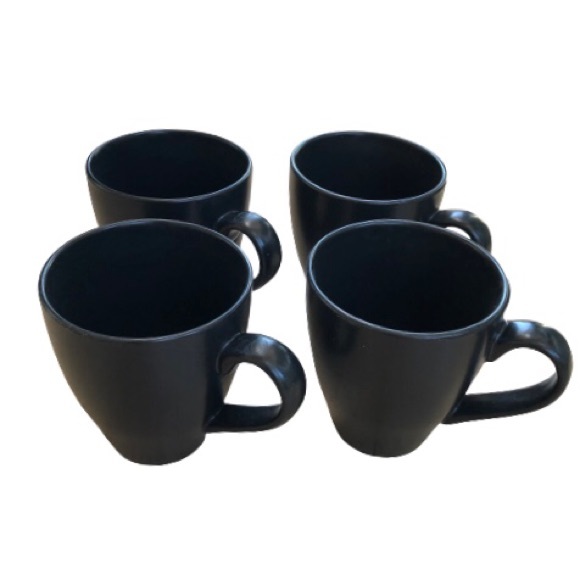 ⭐️World Market⭐️4 Black Matte Coffee Mugs Ceramic Tea Cups Home Dining Drinkware - Picture 1 of 6